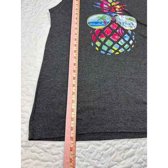 Grey Muticolor Pineapple w/shades Palm Trees Tank Top size Xl - Picture 4 of 5